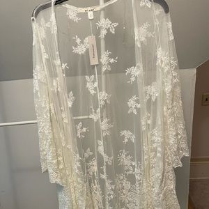 White lace kimono cover up